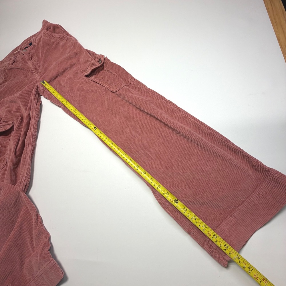 American Eagle Stretch Corduroy Cargo Pants Women's Dusty Rose Mauve Size 00 Reg - Picture 2 of 8